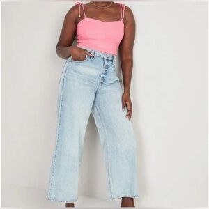 💗🌸Old Navy Pink Crop Top with spaghetti straps Large